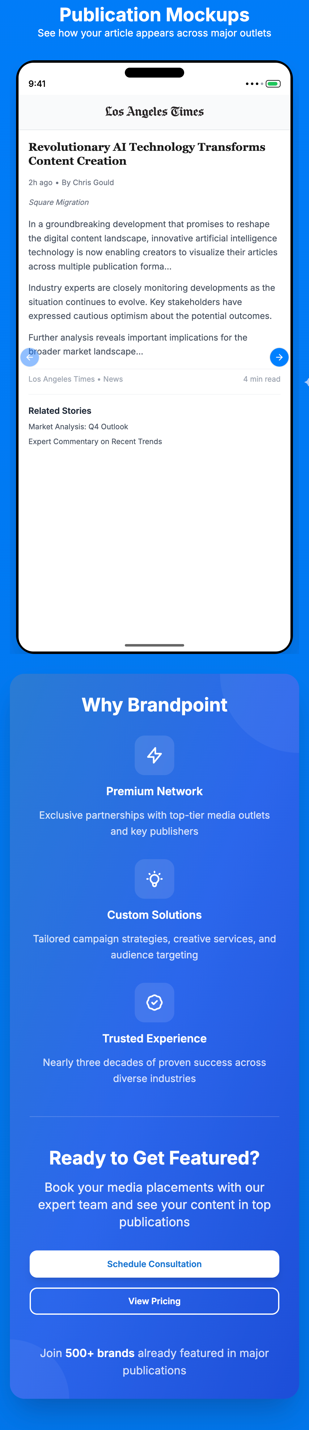 Sponsored Content Mock-up Interface