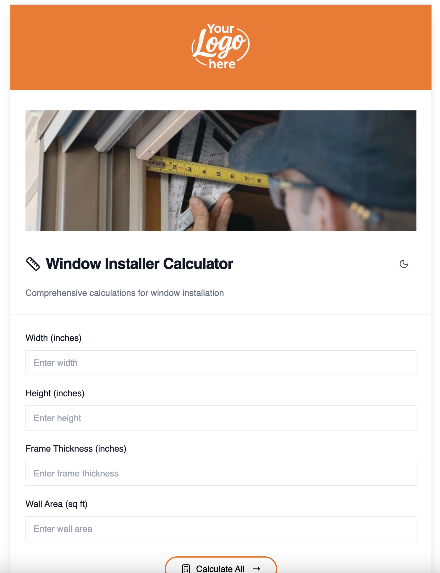 Window Installer Calculator Interface